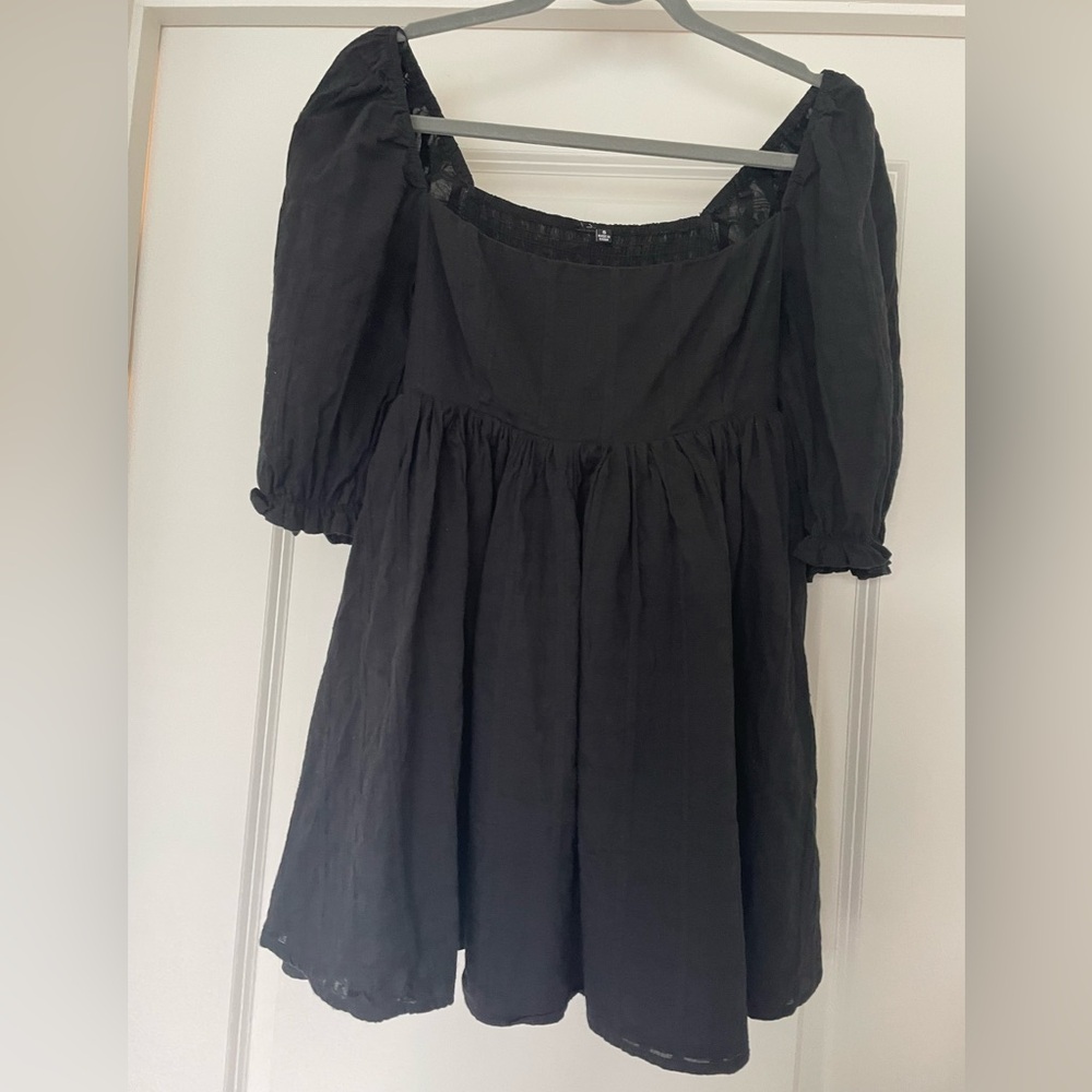 Windsor Black Puff Sleeve Mini Dress